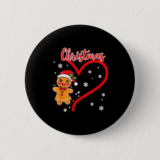 Merry Christmas Gingerbread Couple Christmas Button (Vorderseite)