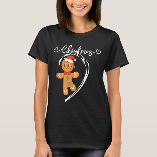 Merry Christmas Gingerbread Couple Christmas Pajam T-Shirt (Vorderseite)