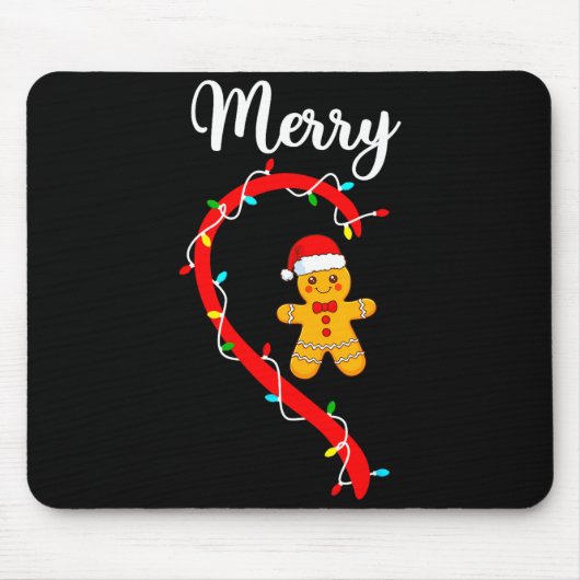 Merry Christmas Gingerbread Couple Xmas Pajamas Ma Mousepad (Vorne)