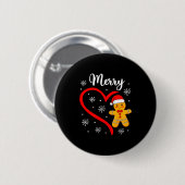 Merry Christmas Gingerbread Family Couples Xmas Pa Button (Vorne & Hinten)