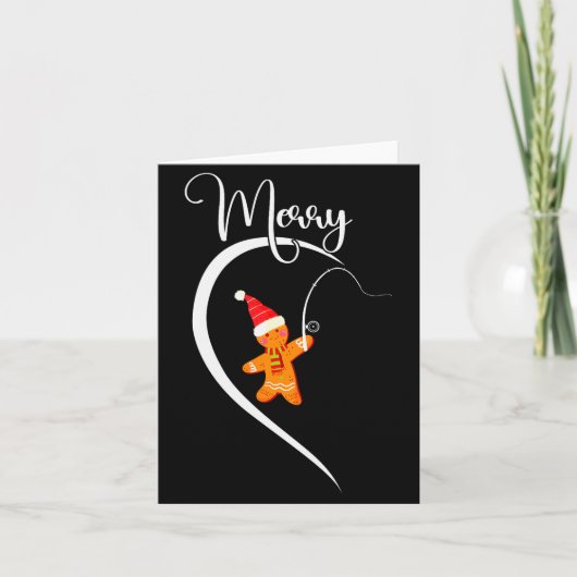 Merry Christmas Gingerbread Fishing Lover Couple C Karte (Vorderseite)
