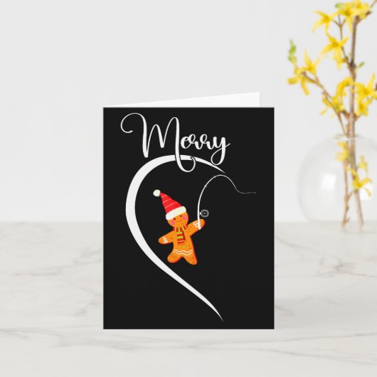 Merry Christmas Gingerbread Fishing Lover Couple C Karte (Gelbe Blume)