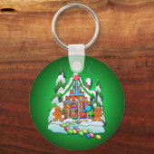 MERRY CHRISTMAS GINGERBREAD HOTEL by SHARON SHARPE Schlüsselanhänger (Vorderseite)