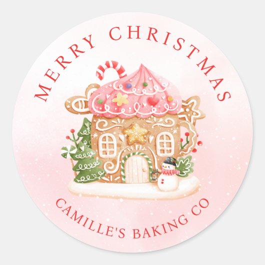 Merry Christmas Gingerbread House Holiday Runder Aufkleber (Vorderseite)