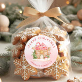 Merry Christmas Gingerbread House Holiday Runder Aufkleber