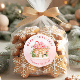 Merry Christmas Gingerbread House Holiday Runder Aufkleber