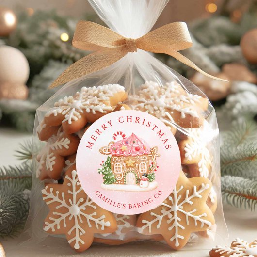 Merry Christmas Gingerbread House Holiday Runder Aufkleber