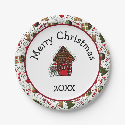 Merry Christmas Gingerbread House Plates Pappteller (Vorderseite)