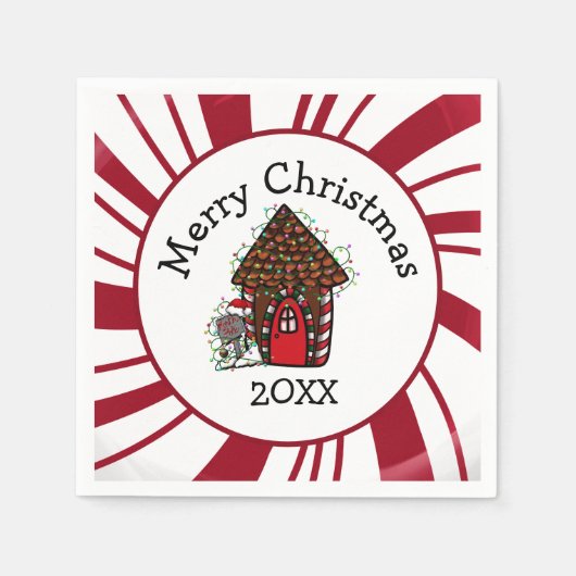 Merry Christmas Gingerbread House Serviette (Vorderseite)
