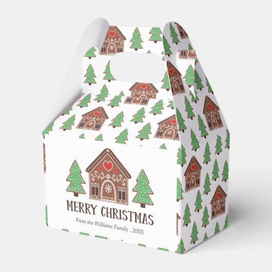 Merry Christmas Gingerbread House & Spruce Trees Geschenkschachtel (Vorderseite)