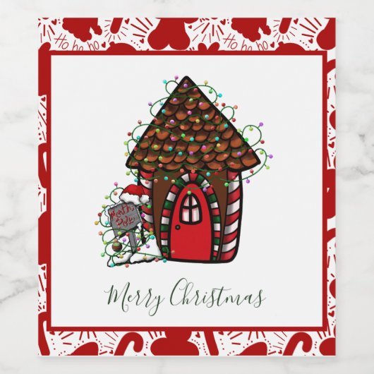 Merry Christmas gingerbread House  Weinetikett (Einzelnes Label)