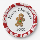 Merry Christmas Gingerbread Man Pappteller (Vorderseite)