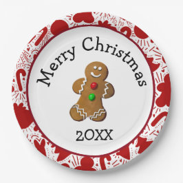 Merry Christmas Gingerbread Man Pappteller