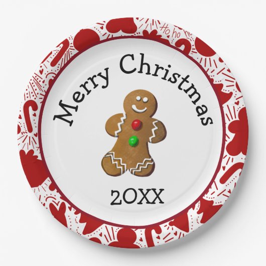 Merry Christmas Gingerbread Man Pappteller (Vorderseite)
