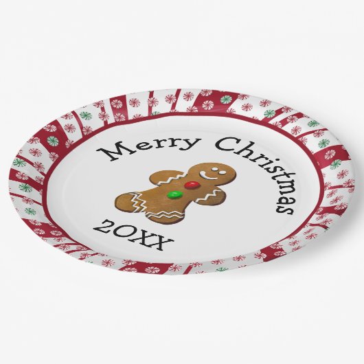 Merry Christmas Gingerbread Man Pappteller (Schrägansicht)