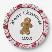 Merry Christmas Gingerbread Man Pappteller (Vorderseite)