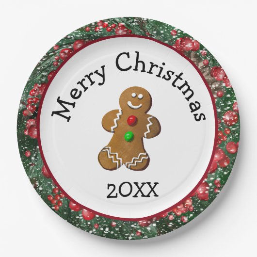 Merry Christmas Gingerbread Man Pappteller (Vorderseite)