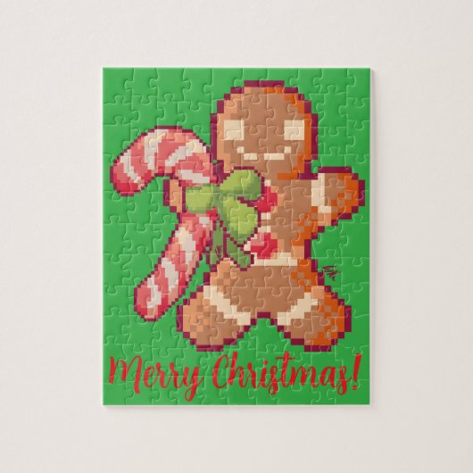 Merry Christmas, Gingerbread man, Pixelart, Pixel  Puzzle (Vertikal)