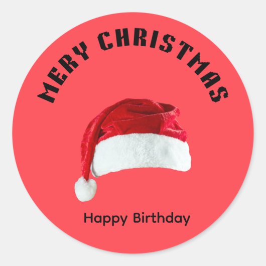 Merry Christmas Gingerbread Man with Santa Hat Vec Runder Aufkleber (Vorderseite)