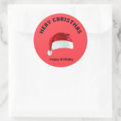 Merry Christmas Gingerbread Man with Santa Hat Vec Runder Aufkleber (Tasche)