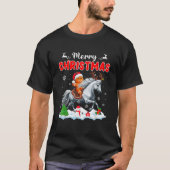 Merry Christmas Gingerbread Riding Horse Reindeer T-Shirt (Vorderseite)