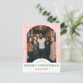 MERRY CHRISTMAS Gingham Arch PHOTO Business Xmas Postkarte (Stehend Vorderseite)