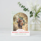 MERRY CHRISTMAS Gingham Holiday CUSTOM Arch FOTO Postkarte (Stehend Vorderseite)
