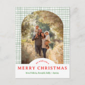 MERRY CHRISTMAS Gingham Holiday CUSTOM Arch FOTO Postkarte (Vorderseite)