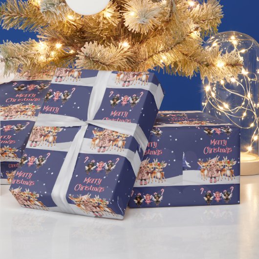 Merry Christmas Girl Reindeer Candy Cane Fairies Geschenkpapier (Feiertage)