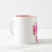 Merry Christmas Girly Glam Pink Nails Zweifarbige Tasse (Vorderseite Links)