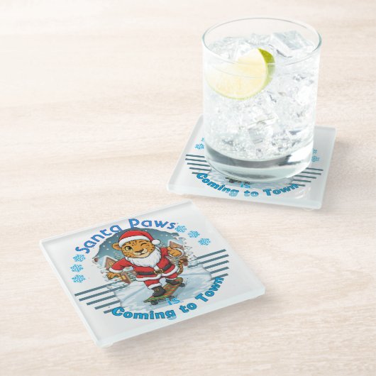 Merry Christmas Glasuntersetzer (Schrägansicht)