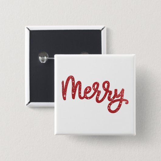 Merry Christmas Glitter Holiday Button (Vorne & Hinten)