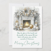 Merry Christmas – Glowing Fireplace Feiertagskarte (Vorderseite)