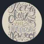 MERRY CHRISTMAS GLÜCKLICH NEUES JAHR Rustikaler Ur Runder Aufkleber<br><div class="desc">Anpassen mit oder ohne Text.</div>