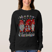 Merry Christmas Gnome Buffalo Plaid Red Sweatshirt (Vorderseite)