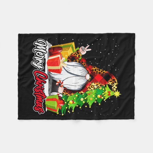 Merry Christmas Gnome Family Matching Pajama Xmas Fleecedecke (Vorderseite (Horizontal))
