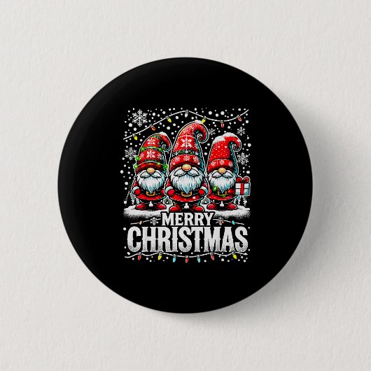 Merry Christmas Gnome Funny Family Christmas Button (Vorderseite)