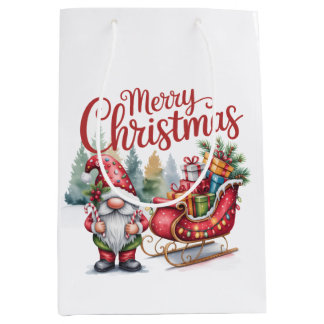 Merry Christmas Gnome Gift Bag Mittlere Geschenktüte