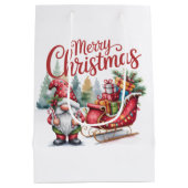 Merry Christmas Gnome Gift Bag Mittlere Geschenktüte (Rückseite)