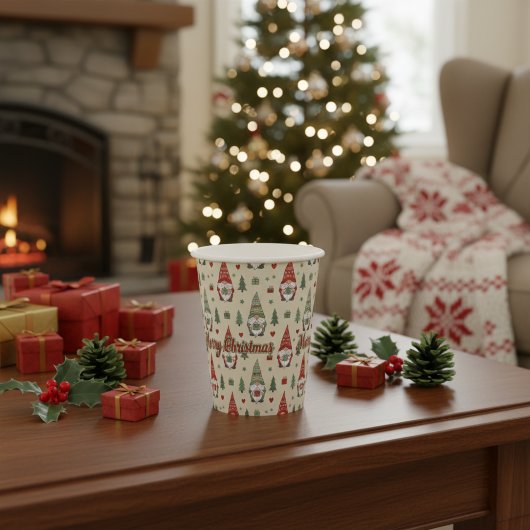 Merry Christmas Gnome Holiday Paper Cups Pappbecher