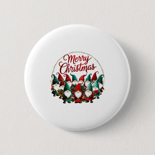 Merry Christmas Gnomes  Button (Vorderseite)