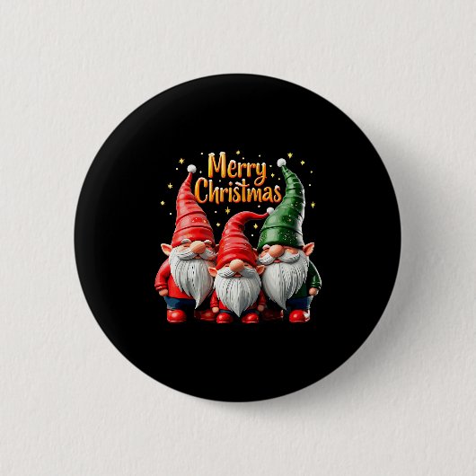 Merry Christmas Gnomes Cozy Winter Gatherings Button (Vorderseite)