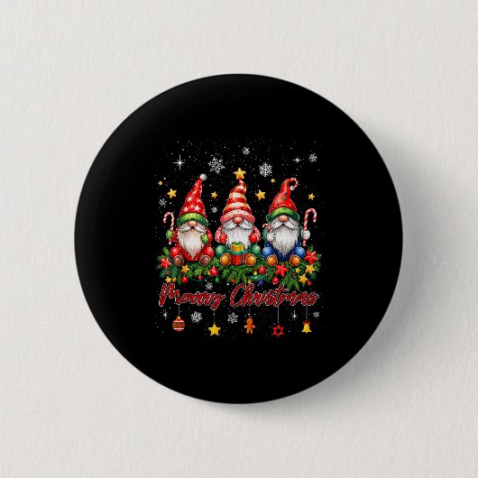 Merry Christmas Gnomes Family Candy Cane Holiday X Button (Vorderseite)