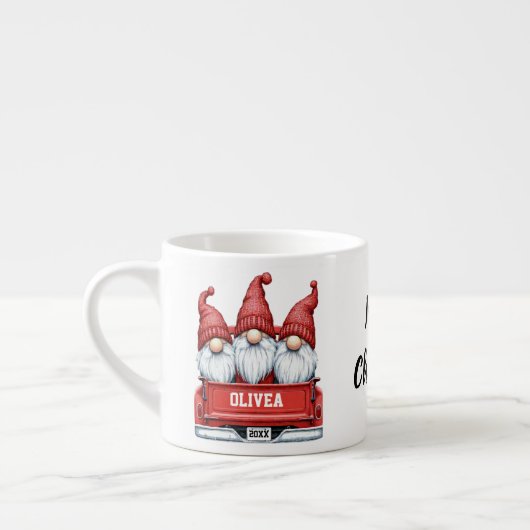 Merry Christmas Gnomes in Truck Espressotasse (Links)