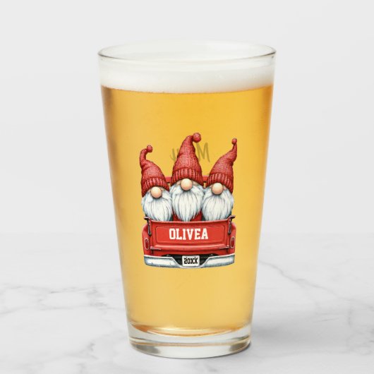 Merry Christmas Gnomes in Truck Glas (Vorne (Gefüllt))