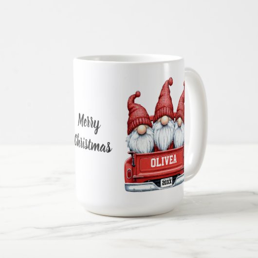 Merry Christmas Gnomes in Truck Kaffeetasse (VorderseiteRechts)
