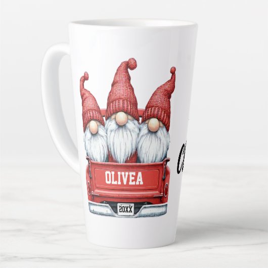 Merry Christmas Gnomes in Truck Milchtasse (Linke Ecke)