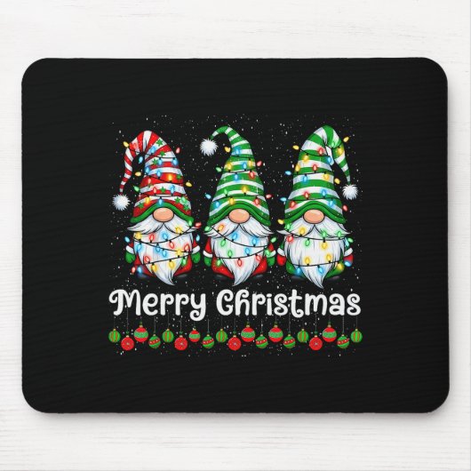 Merry Christmas Gnomes Light Family Gnome Xmas Mat Mousepad (Vorne)