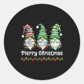Merry Christmas Gnomes Light Family Gnome Xmas Mat Runder Aufkleber (Vorderseite)