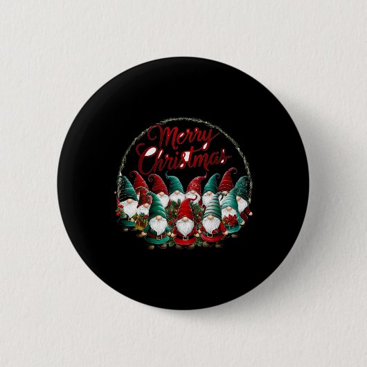 Merry Christmas Gnomes T Shirt Button (Vorderseite)